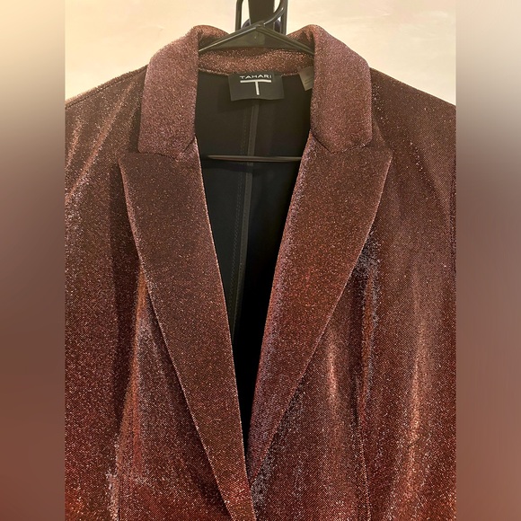 Tahari Bronze Shine One-Button Blazer - Picture 6 of 13